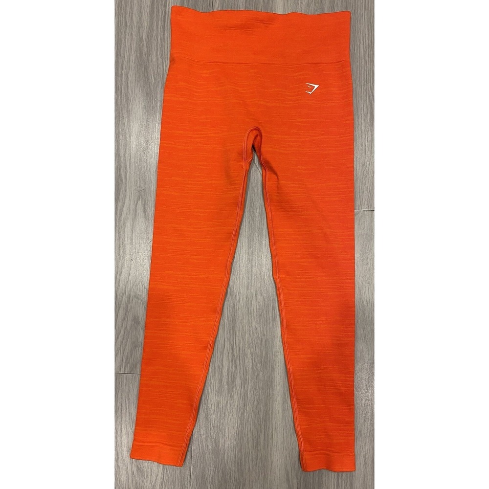 Gymshark Seamless Orange Leggings Size‎ Medium 23" M EUC